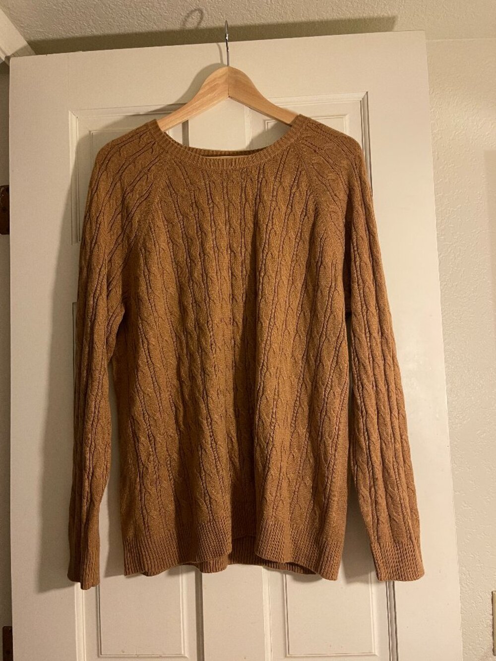 Women's caramel lightweight cable knit pullover XXL fall capsule dark academia